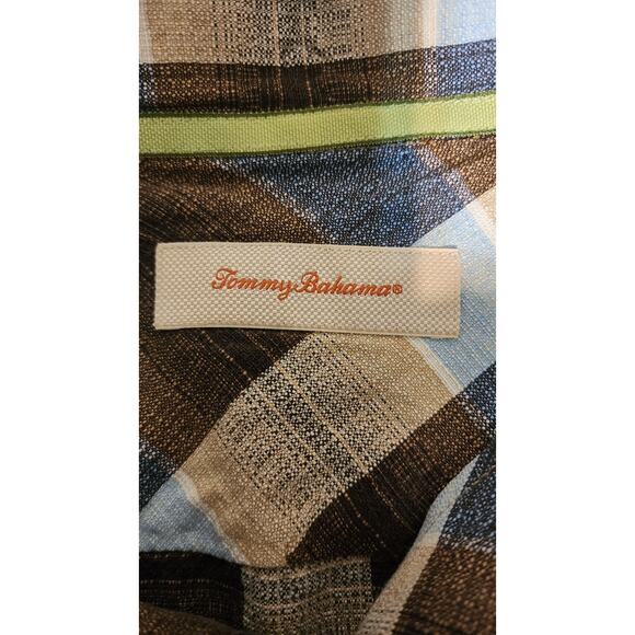 Tommy Bahama Button-up Shirt Plaid Size XL 100% Silk Short Sleeve - Picture 3 of 6
